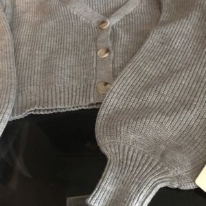 Sweater gray rib long Sleeves